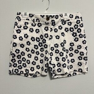 Lands' End Coastal  Twill Shorts Sz 10 /P Floral Ivory